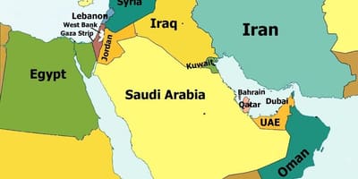 Harta Bahrain și în țările din jur